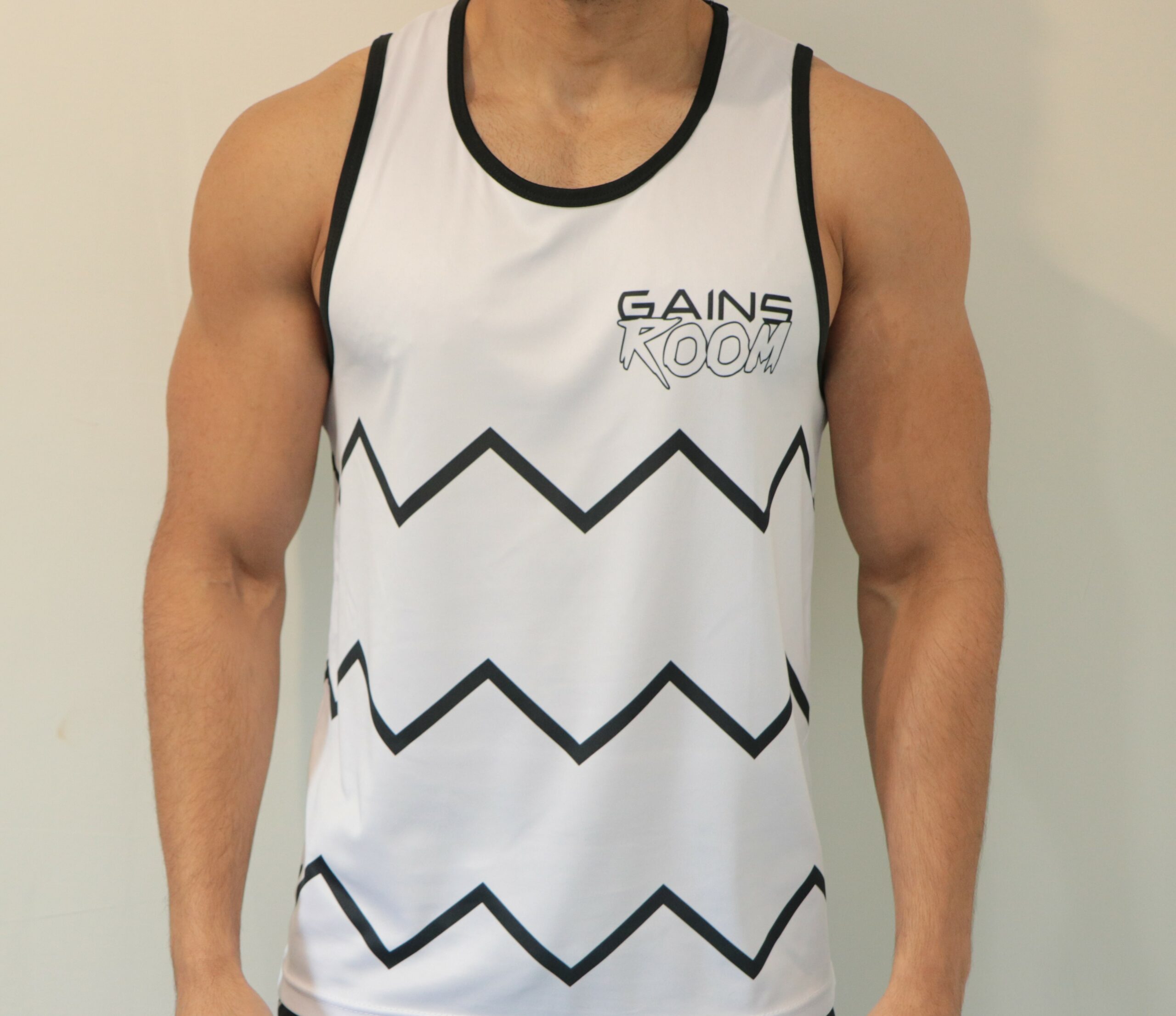 Gains Room Hustle for the Muscle vests - White