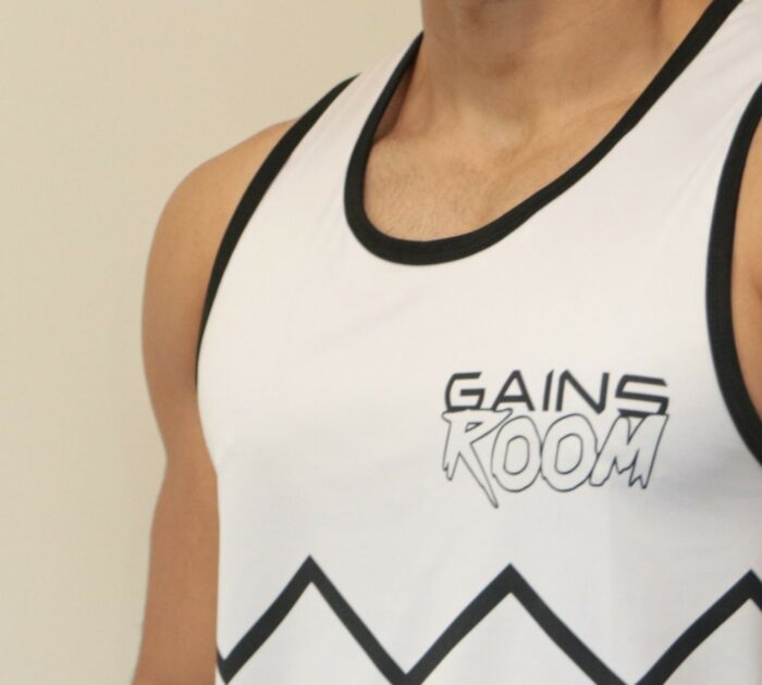 Gains Room Hustle for the Muscle vests - White